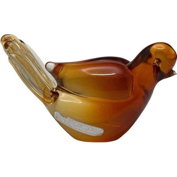 Vintage Murano Art Glass Amberina Dove Figurine Italy – Chipped Beak – Charming - Picture 2 of 9